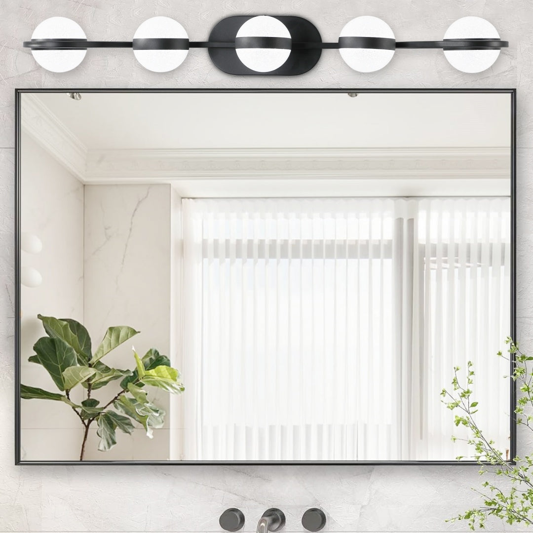 Modern 5-Light Bathroom Vanity Light Fixture - Black