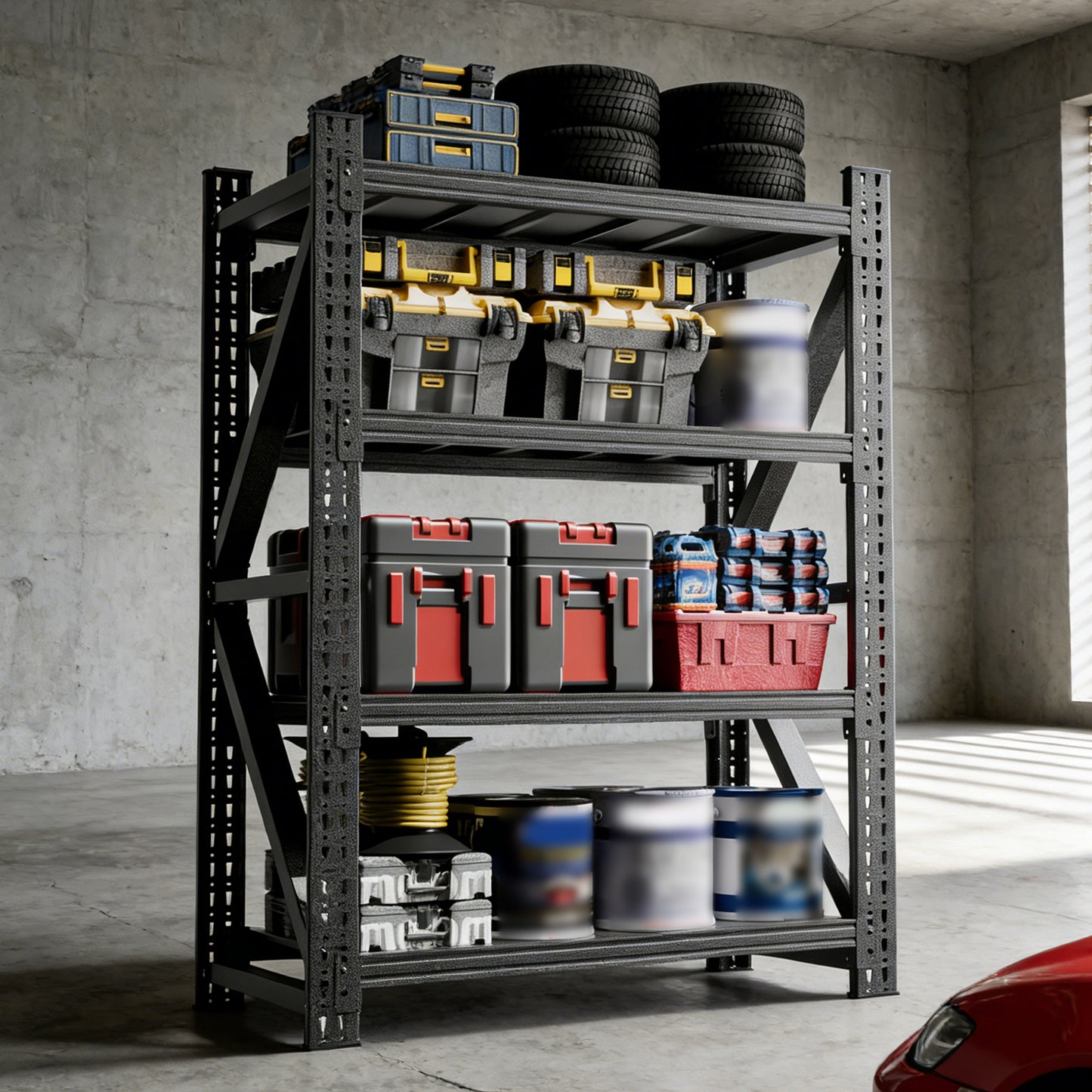 Heavy Duty Metal Adjustable Garage Shelves, 69 H X 47 W Industrial