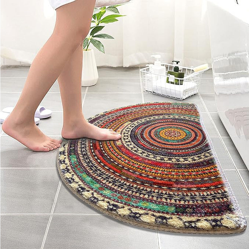 Bohemian Vintage Semi Circular Mat - Non-Slip Bathroom & Door Rug