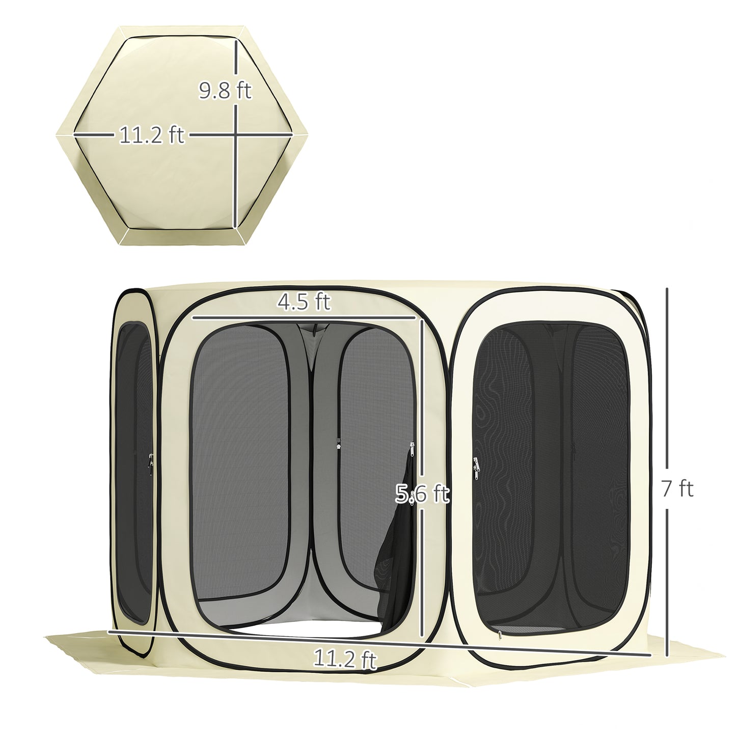 11x11ft Portable Pop Up Gazebo Screen Tent - Beige