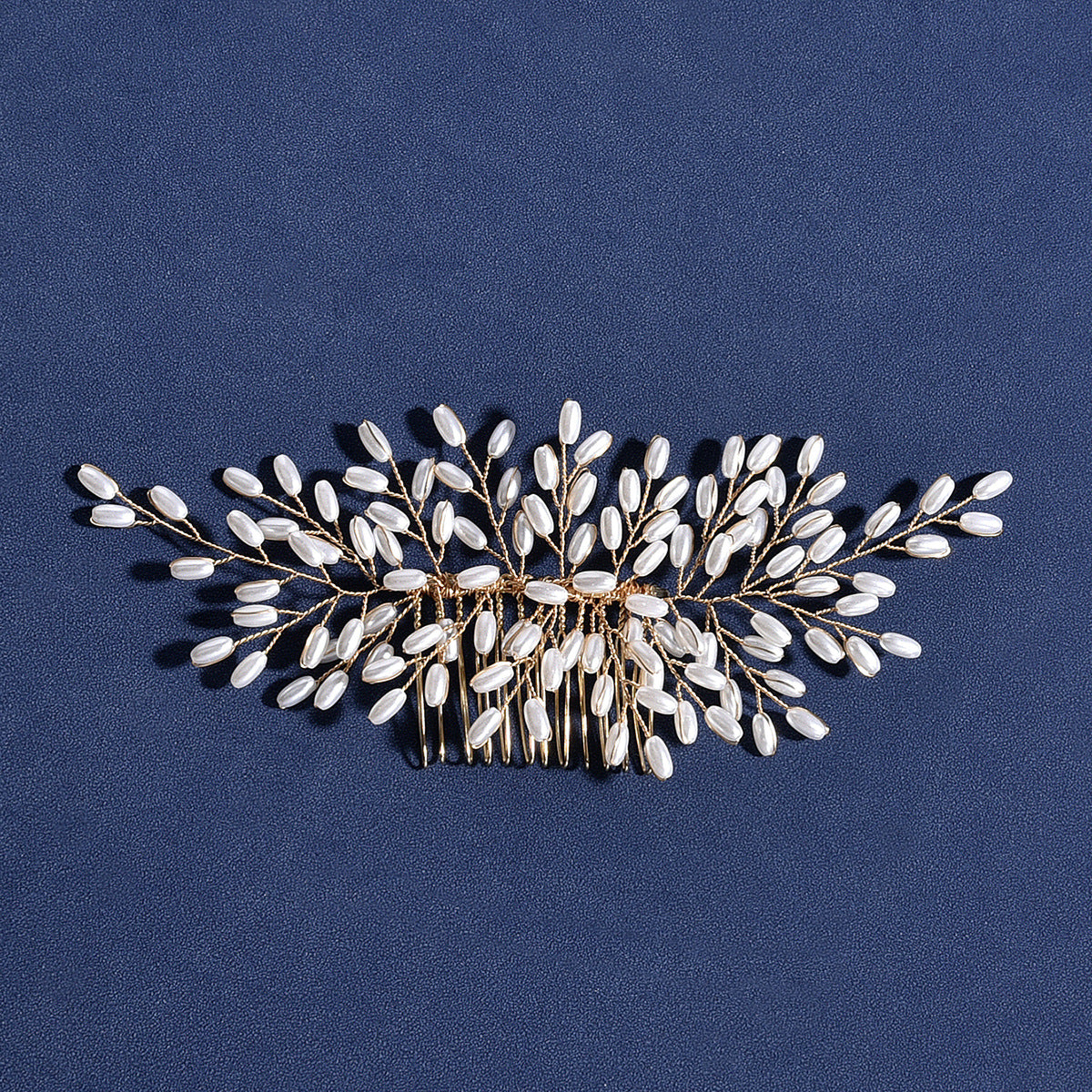 Bridal Wedding Hair Comb Wheat Pearl Headpiece Handmade for Brides