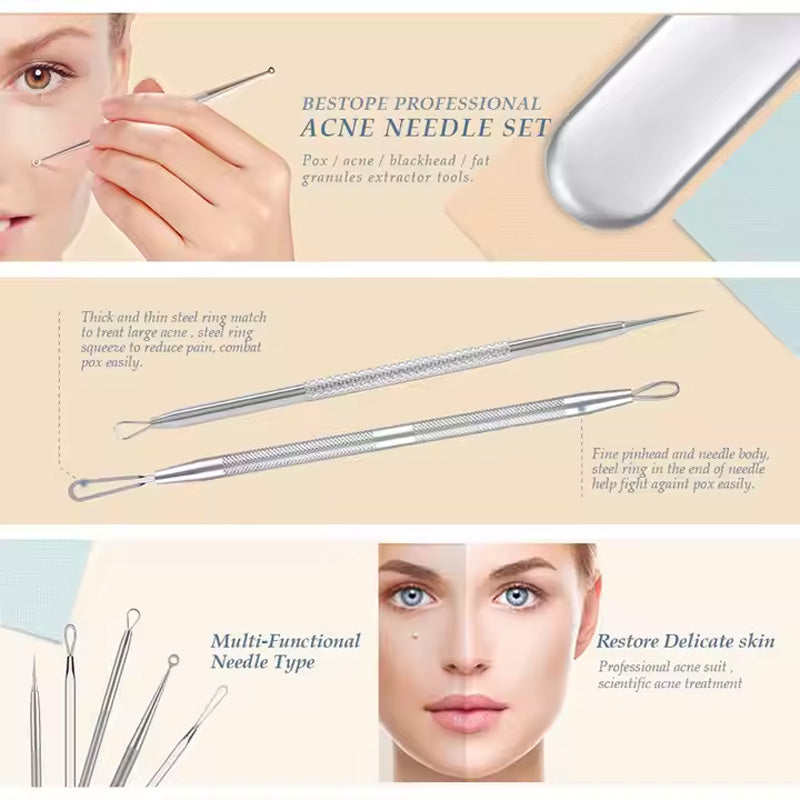 5-Piece Stainless Steel Blackhead Extractor and Acne Removal Tool Kit