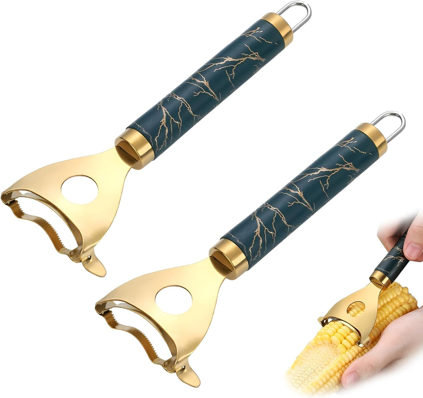 2-Pack Stainless Steel Corn Peeler Tool - Ergonomic & Efficient