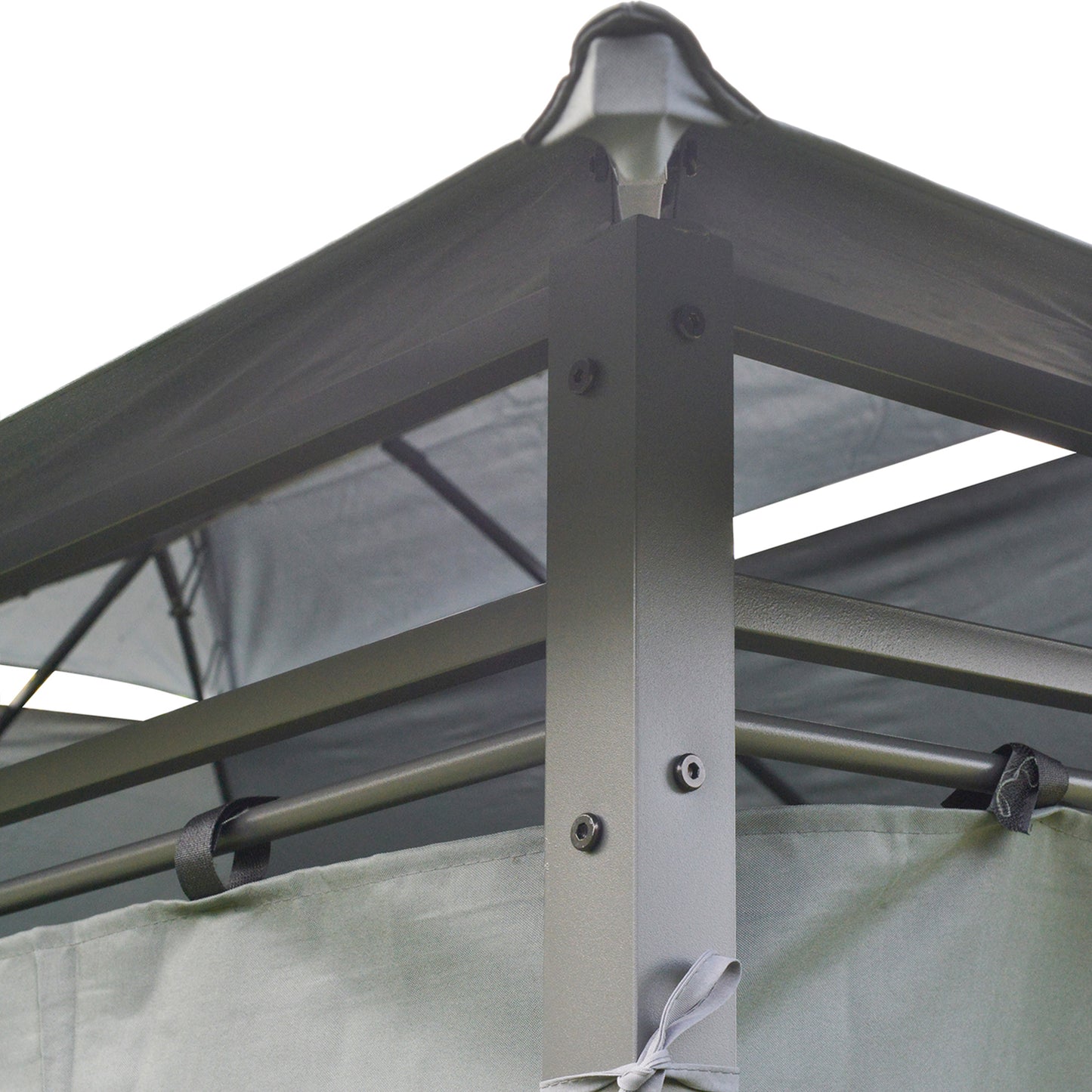 10x13 Outdoor Gazebo Pergola with Curtains - Sage Gray
