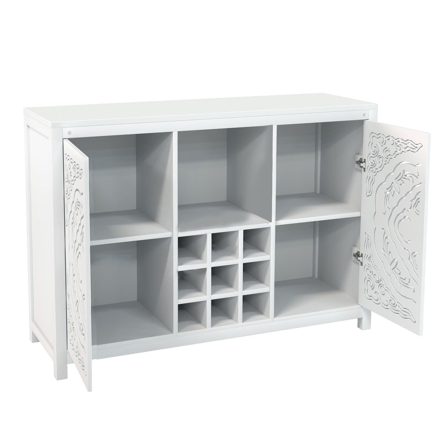 Wine Bar Cabinet With 2 Doors Buffet Storage Liquor Rack And Glass
