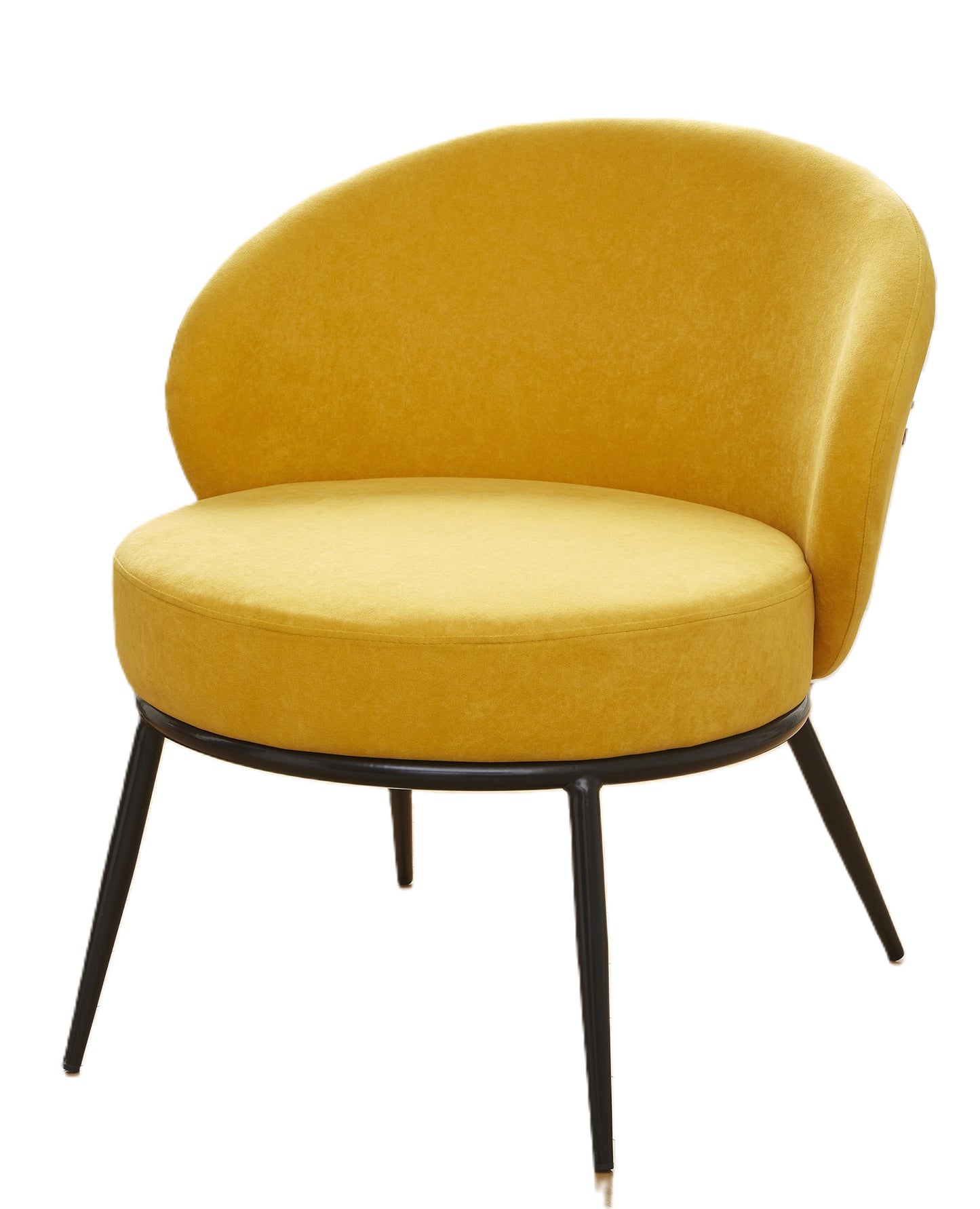 Round Velvet Accent Chair, Mid-Century Modern Upholstered Armchair