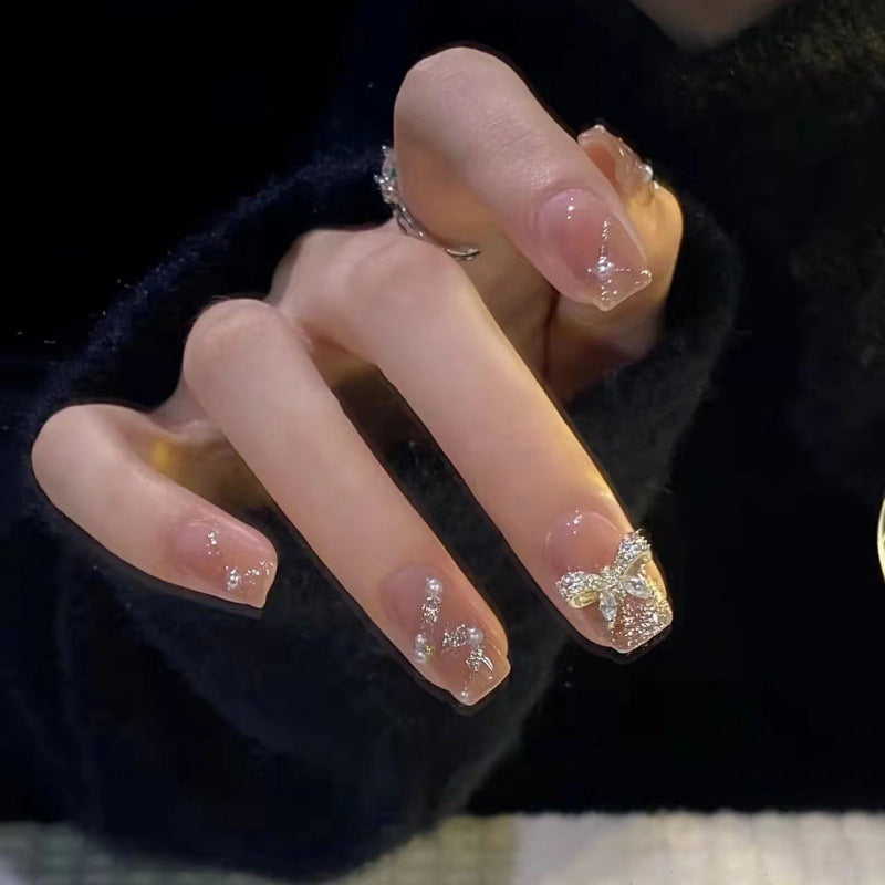 Handmade Ribbon Bow Nail Stickers - French Manicure Art