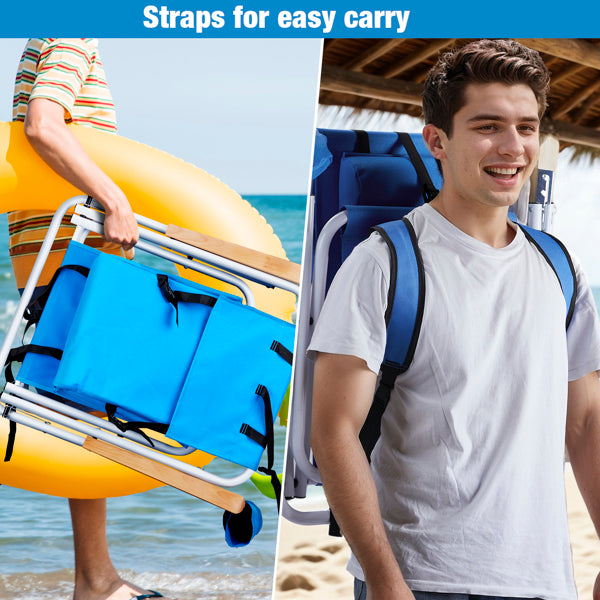 Folding Beach Chair Set of 2 - 4-Position Portable Camping Chairs