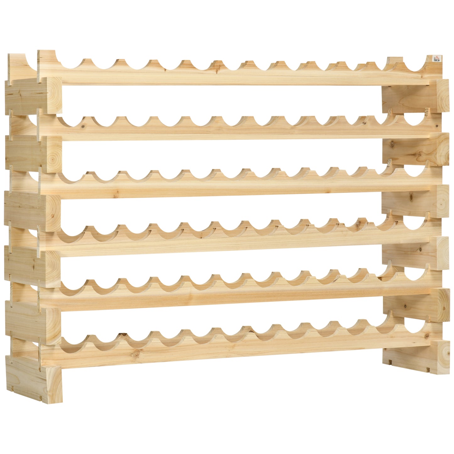 72-Bottle Stackable Wine Rack - Modular Natural Wood Storage