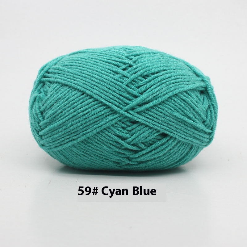 Four-Strand Milk Cotton Crochet Yarn Balls for Craft Projects - Multiple Colors