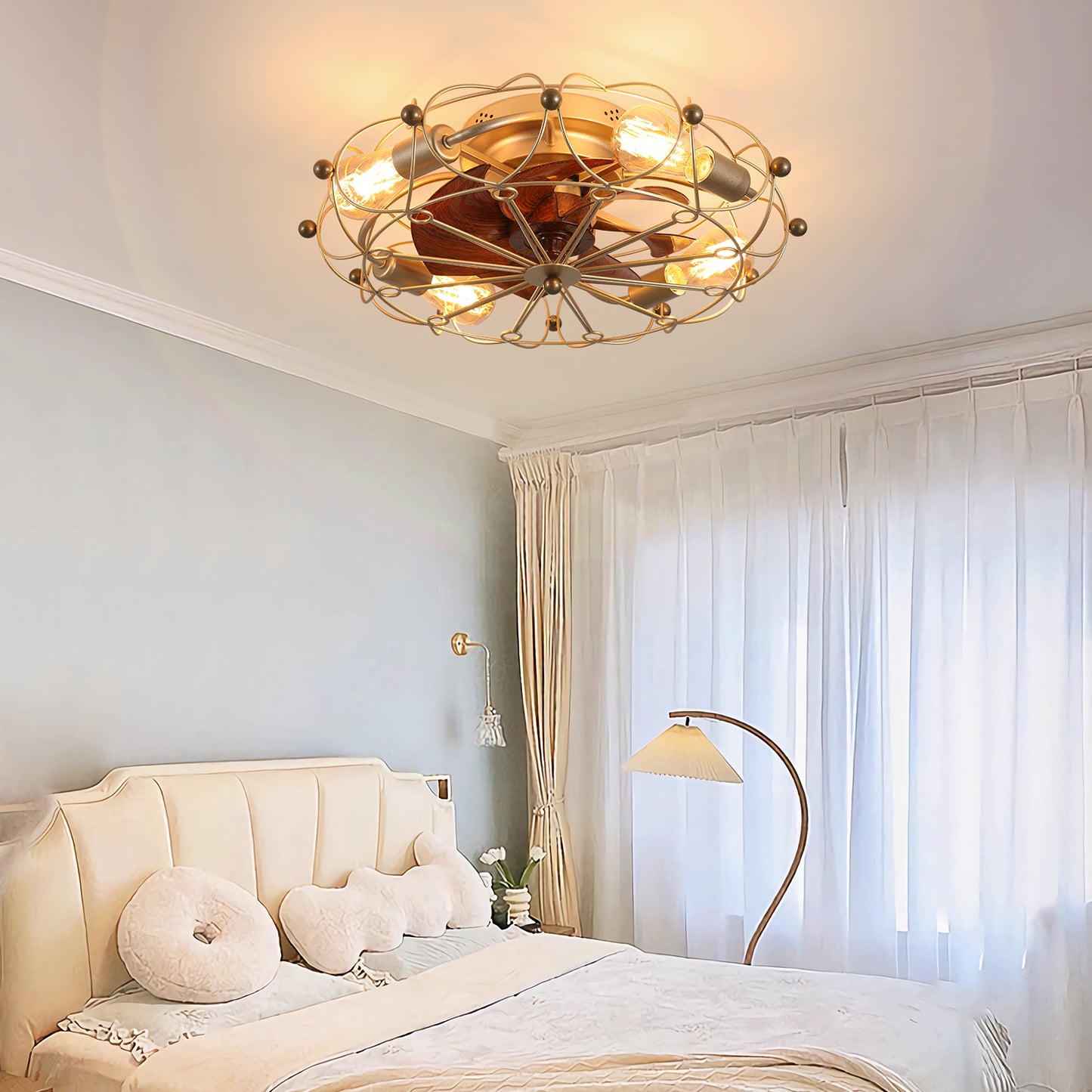 Modern Low Profile Ceiling Fan with Lights & Remote Control
