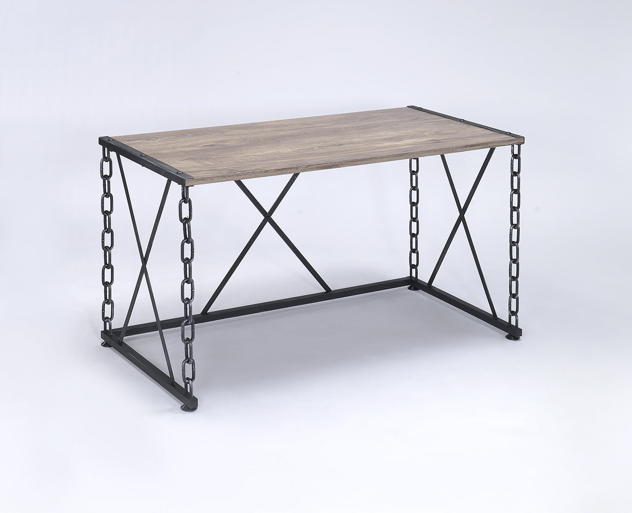 Rustic Oak & Black Finish Writing Desk - 48" Rectangular