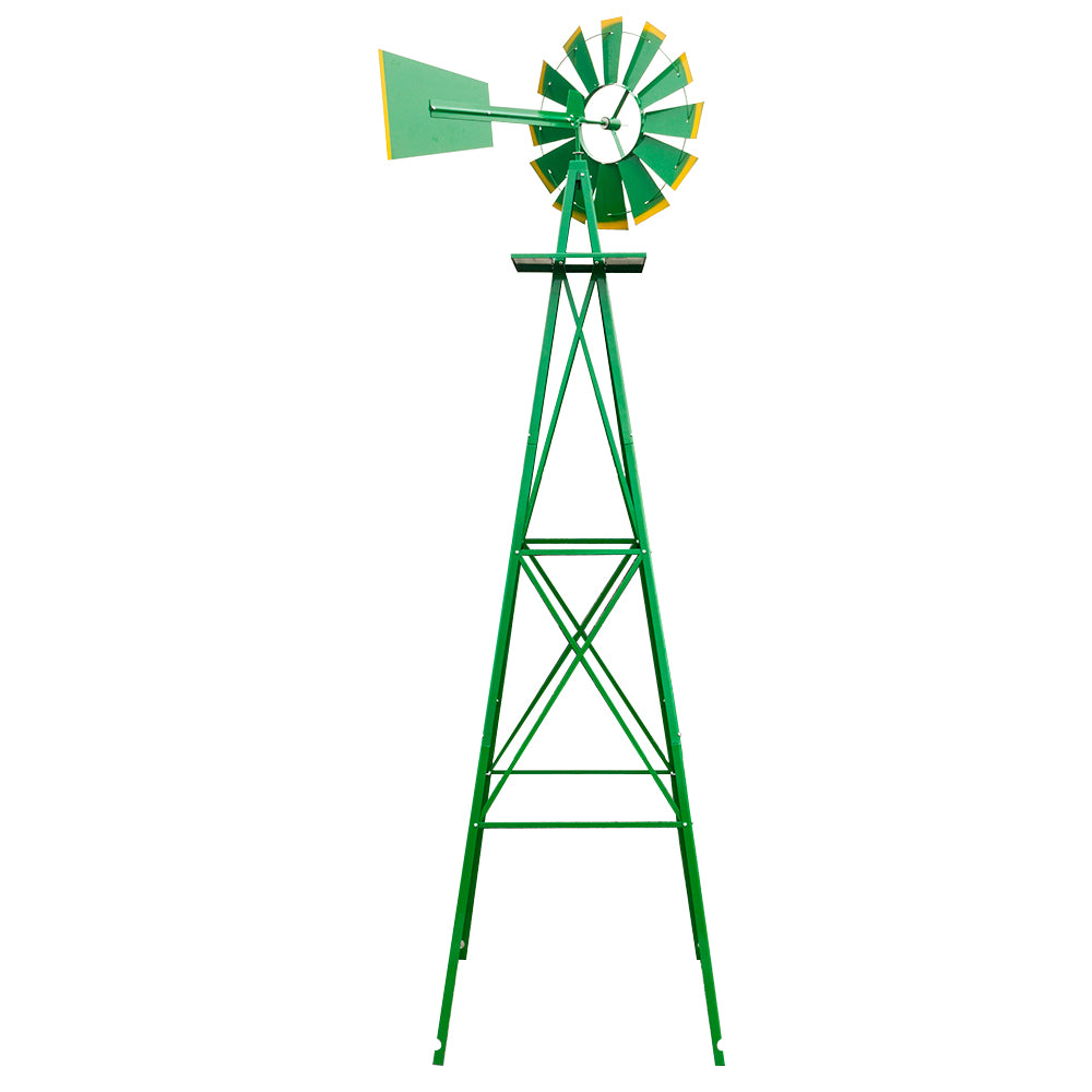 8FT Weather-Resistant Garden Windmill with Steel Frame for Lawn Decor