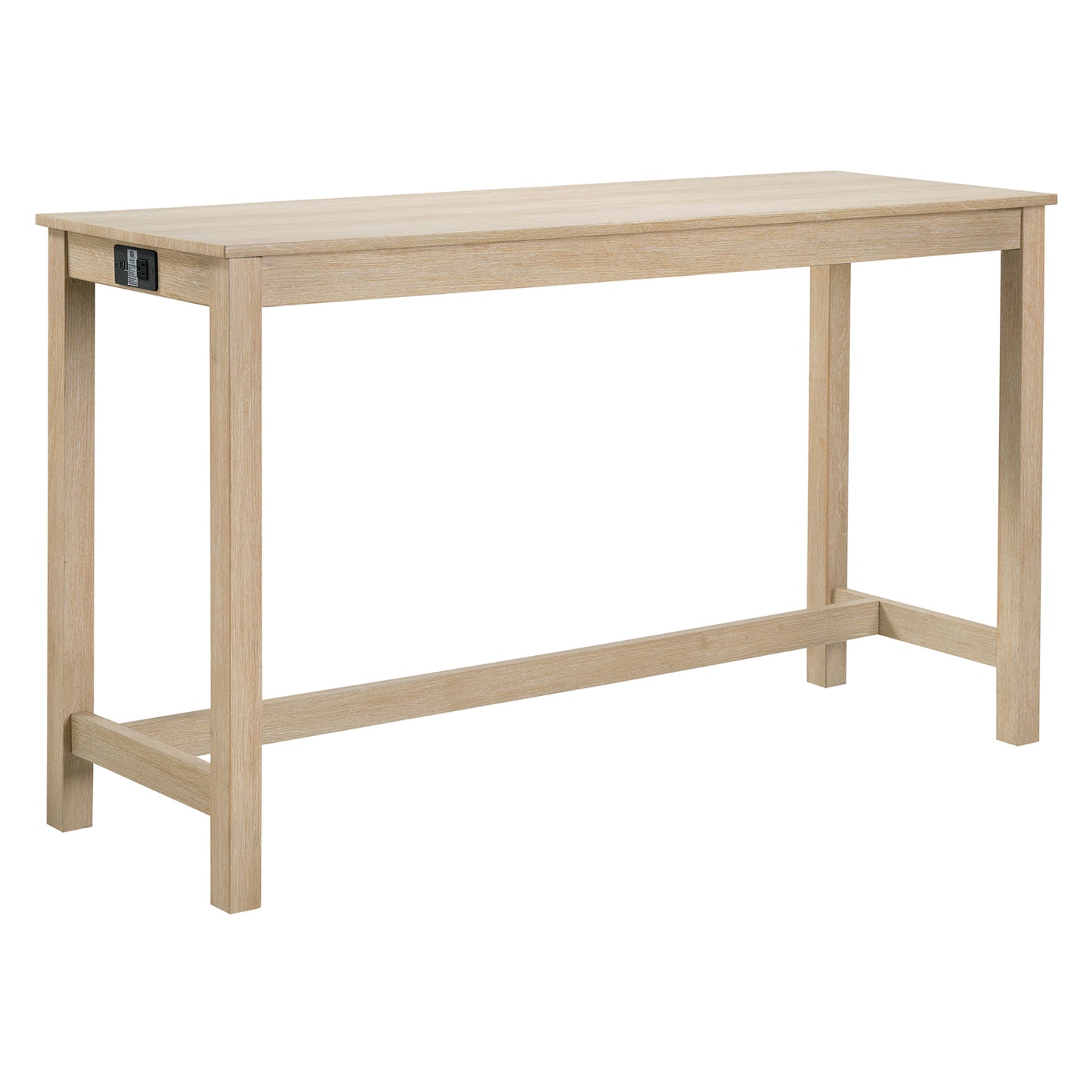Bar Table Set with Power Outlet & 3 Stools - Light Oak