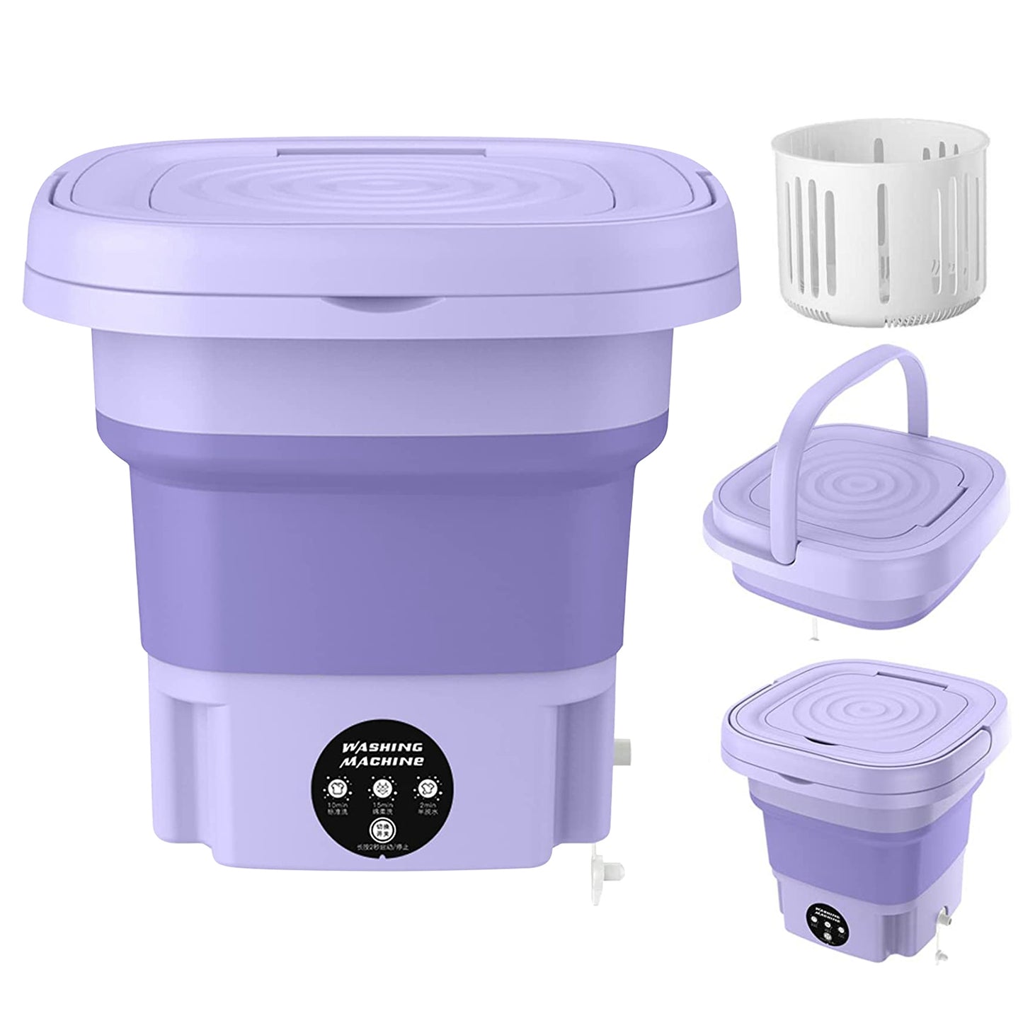 Portable Foldable Washing Machine with 3 Modes and Large 8L Capacity for Travel and Small Spaces