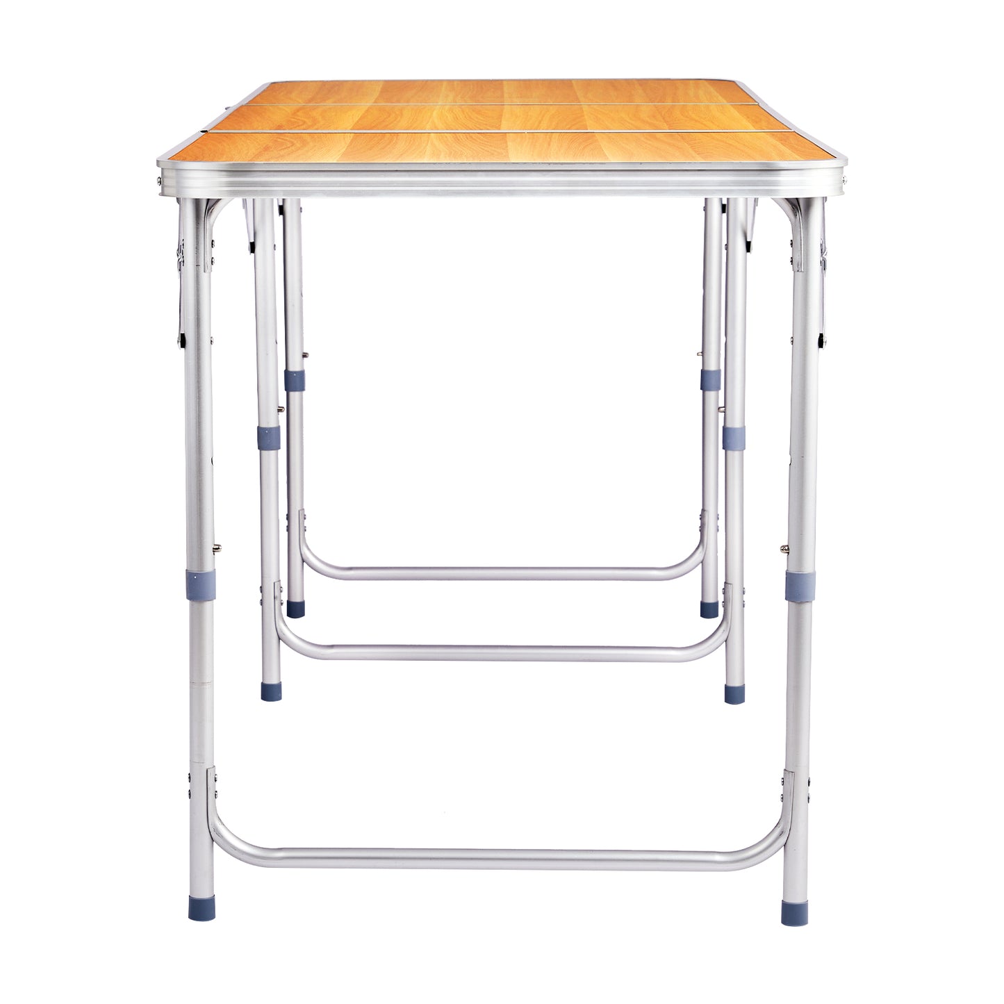 6ft Wood Grain Folding Table - Aluminum Alloy Tri-Fold Design