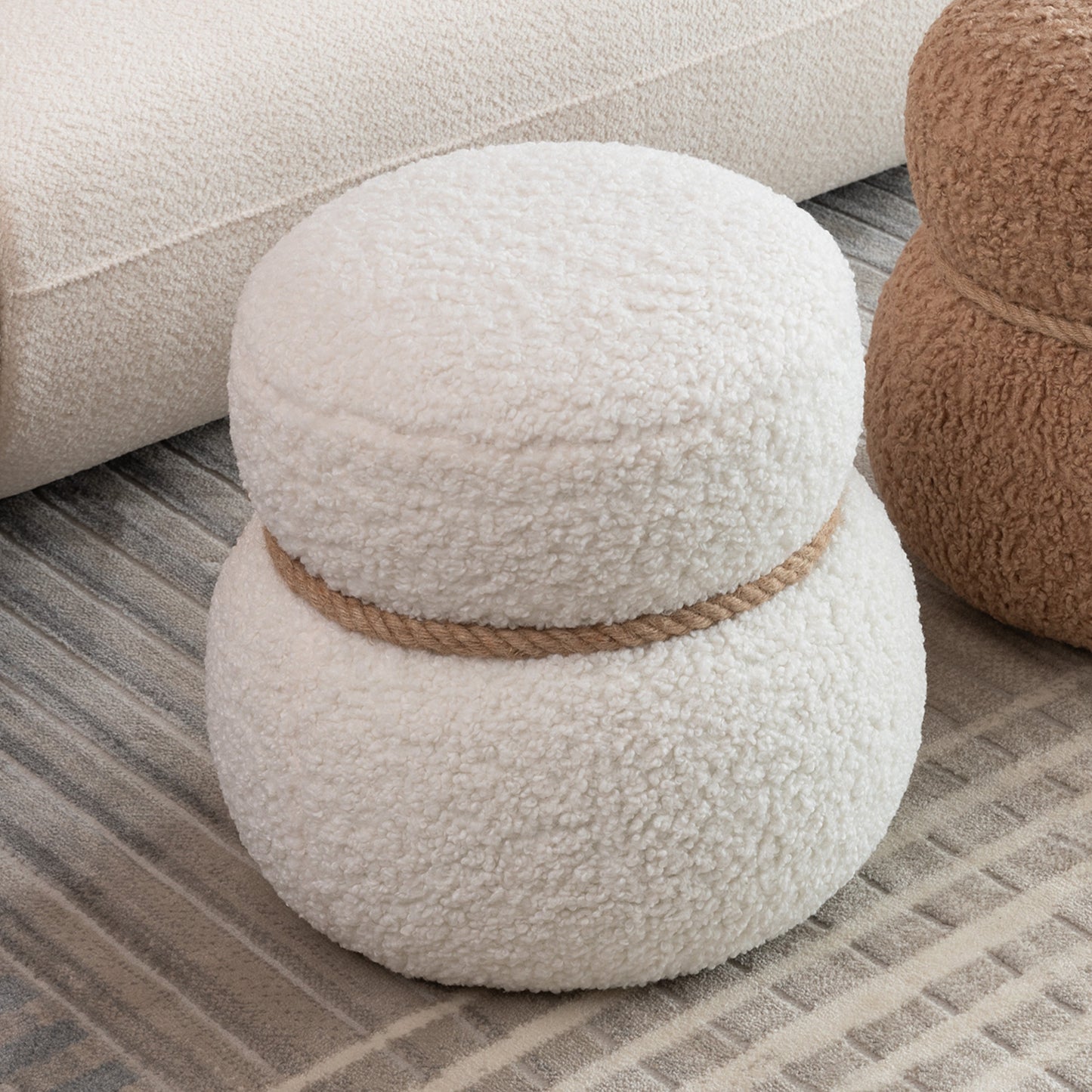 WKJ1Y White Snowman Stool, Greig Plush Cushion, Playful And Cute,