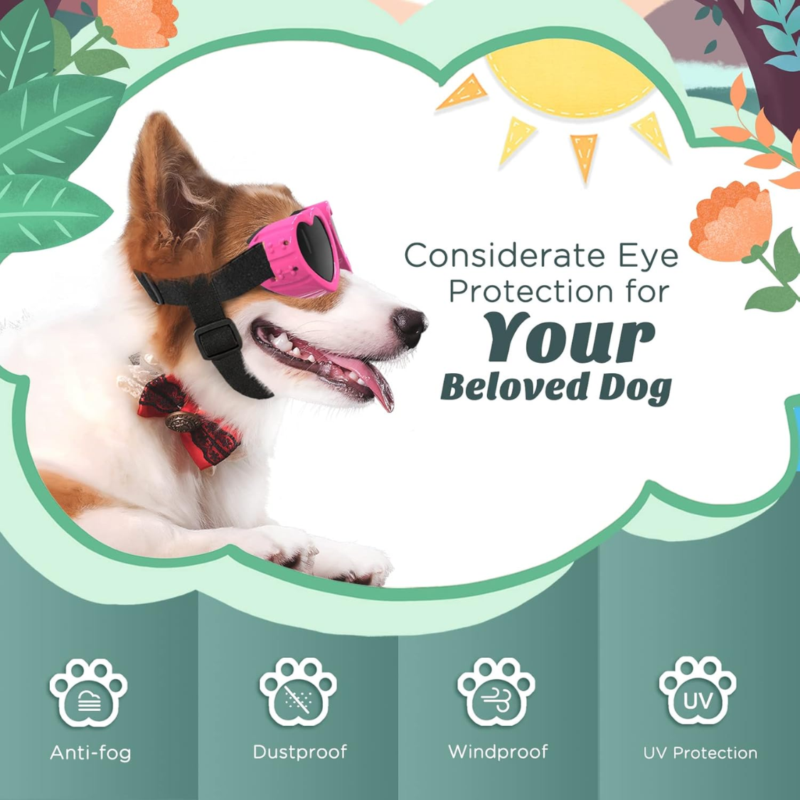 Dog Sunglasses UV Protection Heart Shape Pet Goggles for Small Dogs