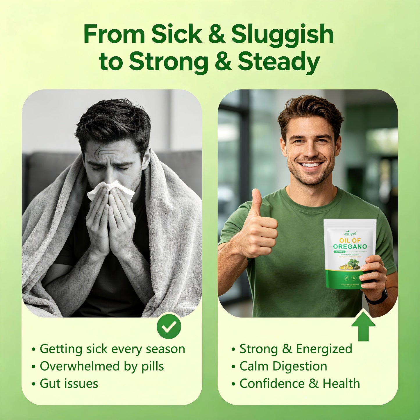 Basil Oil & Black Seed Oil Soft Capsules - Immune & Digestive Support