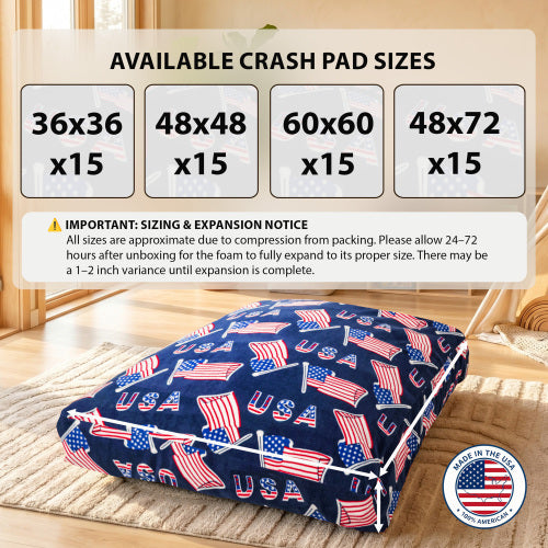 Sensory Crash Pad for Kids & Adults - Removable, Washable, Foam Blocks, Non-Slip, 60" x 60"