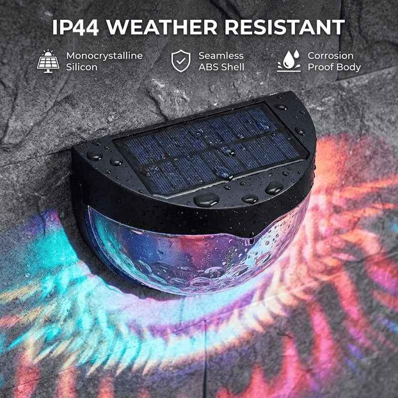12 PCS RGB Solar Fence Lights - Waterproof Outdoor Wall Deck Step Lighting