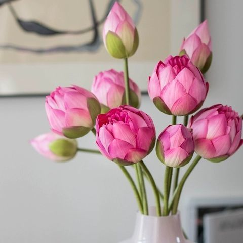 Fake Lotus Flower Decorations Set - Pink, White, Pollen & Blooming Styles