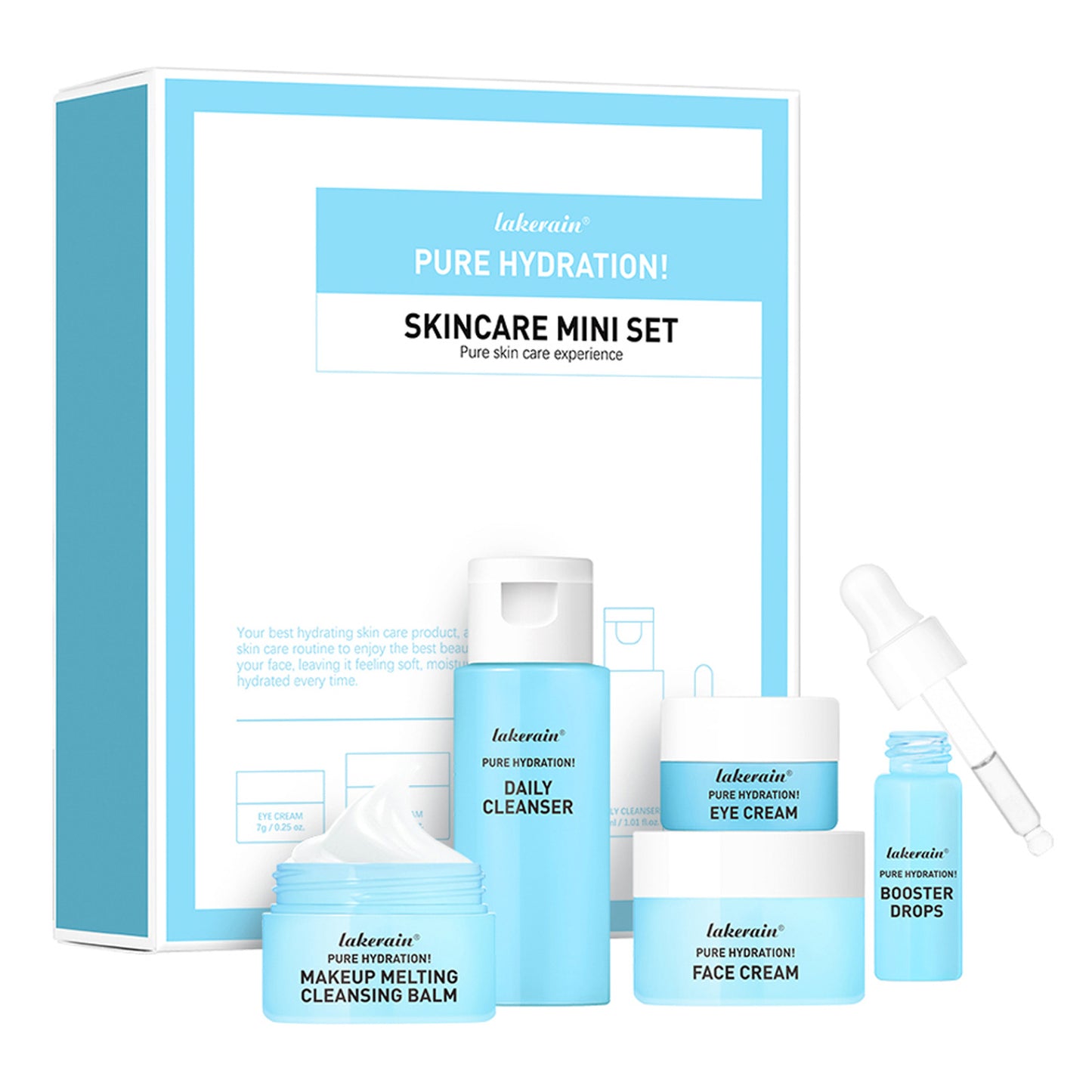 Mini Skin Care Set for Face & Eyes - Blue Travel Facial Care Kit