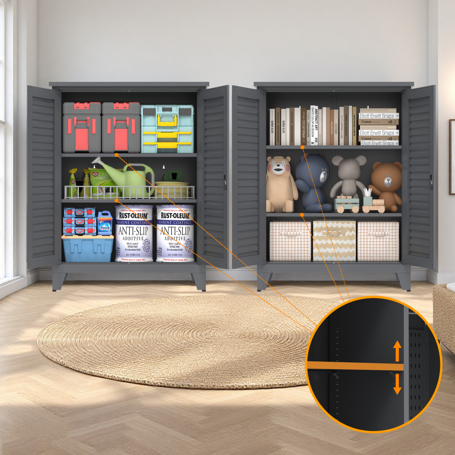 47'' Tall Metal Tool Storage Cabinet - Slate Finish