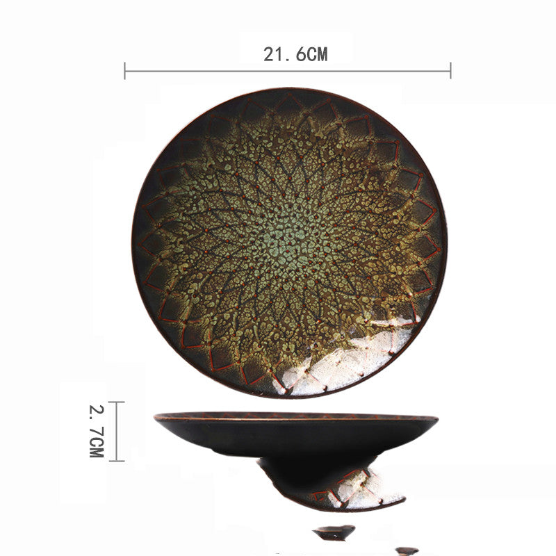 Ceramic Hand-Painted Western Style Breakfast Plate 8 Inch Microwave Safe