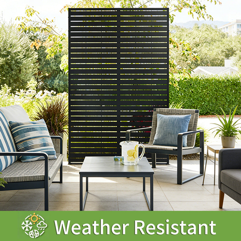 Freestanding Black Metal Outdoor Privacy Screen - 70.87" H x 46.06" W