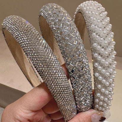Diamond Headband with Pearl Style - Multiple Finishes