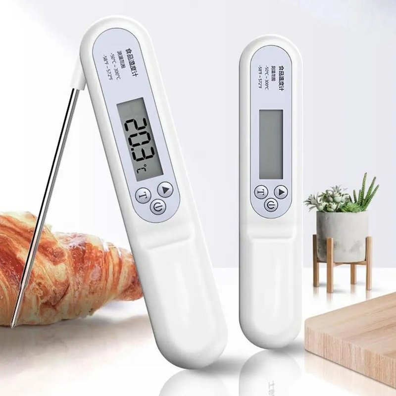 Food Thermometer Folding Probe Type Digital Kitchen Thermometer White
