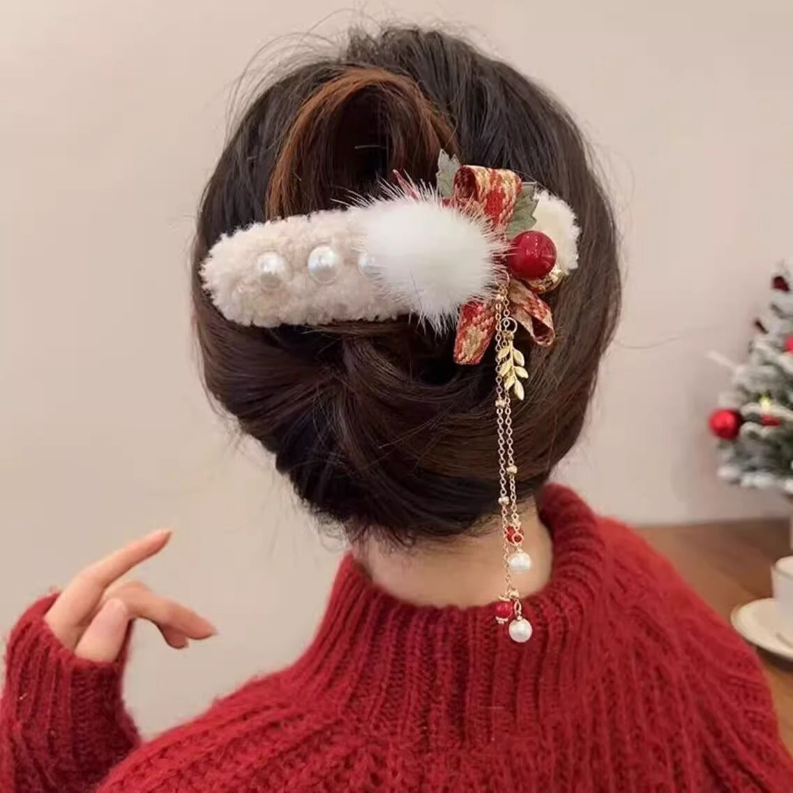 Plush Bow Hair Barrettes for Women
