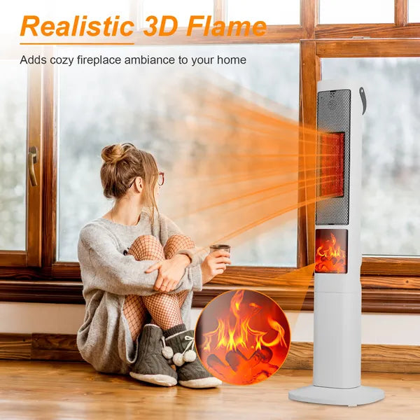 1500W Oscillating Ceramic Tower Space Heater with Remote Control