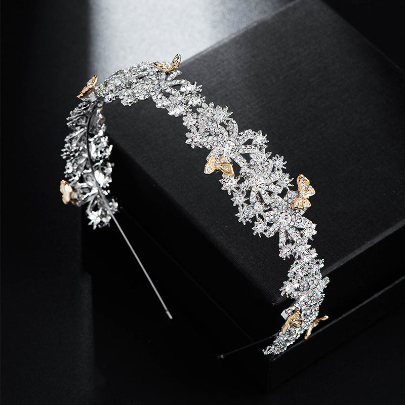 Bride Crown Hair Hoop with White Crystals