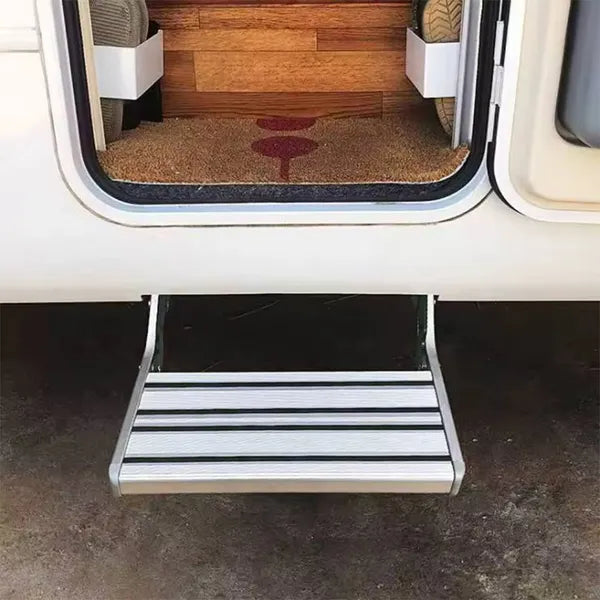 Manual RV Step with Anti-Slip Pedals Aluminum Alloy Durable Portable