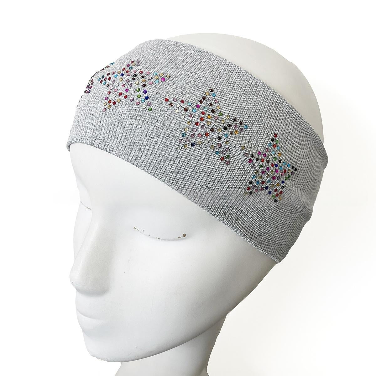Five-Pointed Star Plaid Headband with Rhinestones