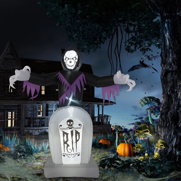 8ft LED String Lights Grim Reaper & Grave Inflatable Halloween Decor