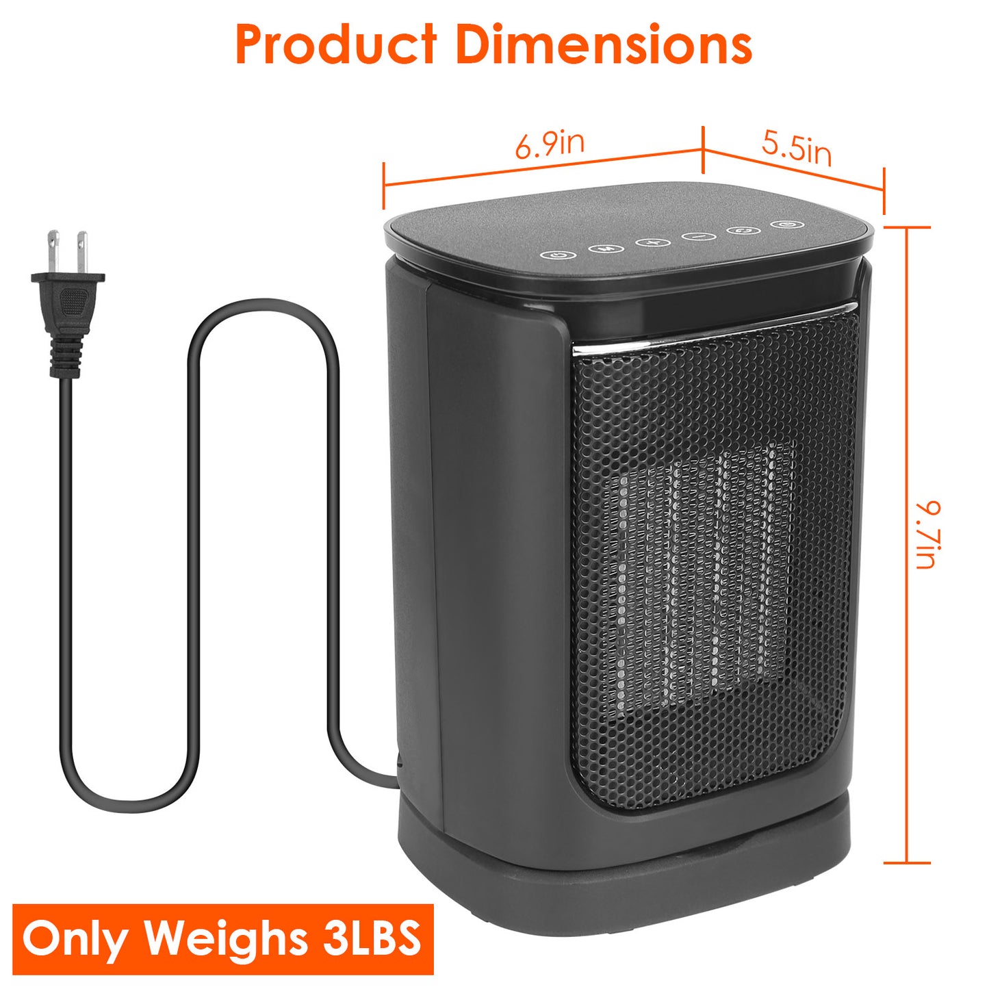 1500W Oscillating Ceramic Space Heater with Remote - Indoor Home & Office Heating