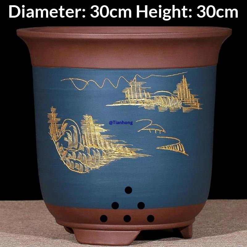 Indoor Plant Pots for Vegetables and Orchids - Breathable Clay Flower Containers