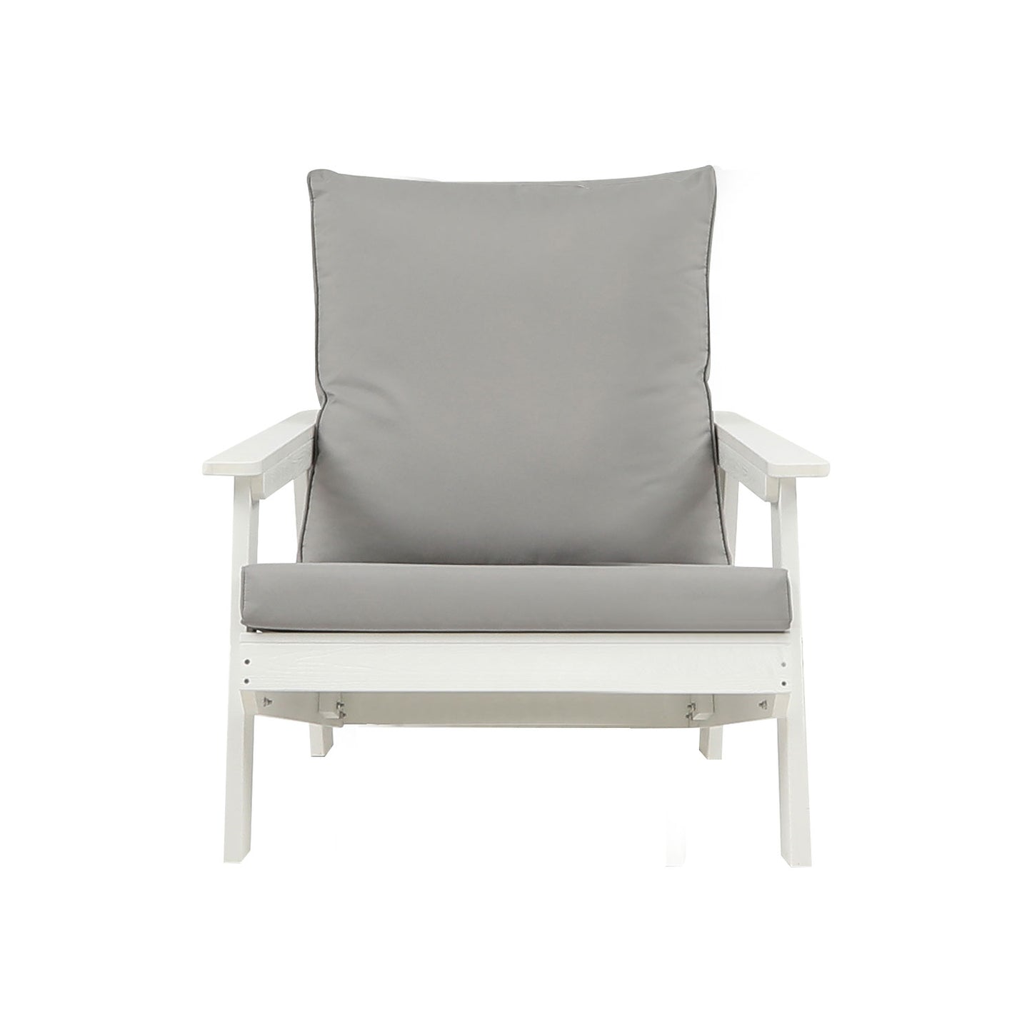 All-Weather Outdoor Single Sofa with Cushion - White/Grey
