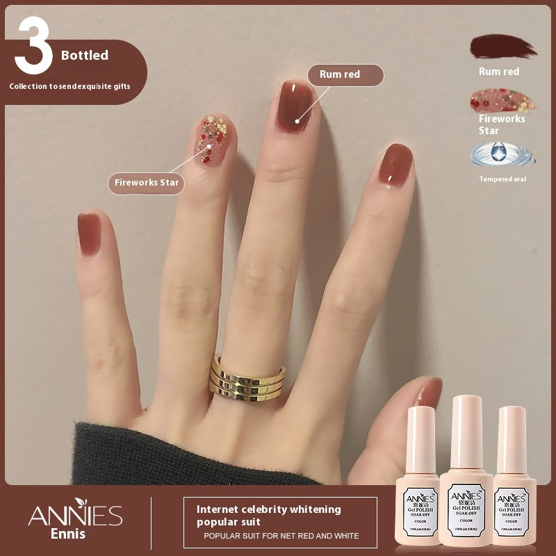 Three-Color Gel Nail Polish Set for Manicure - Nude, Purple, Orange