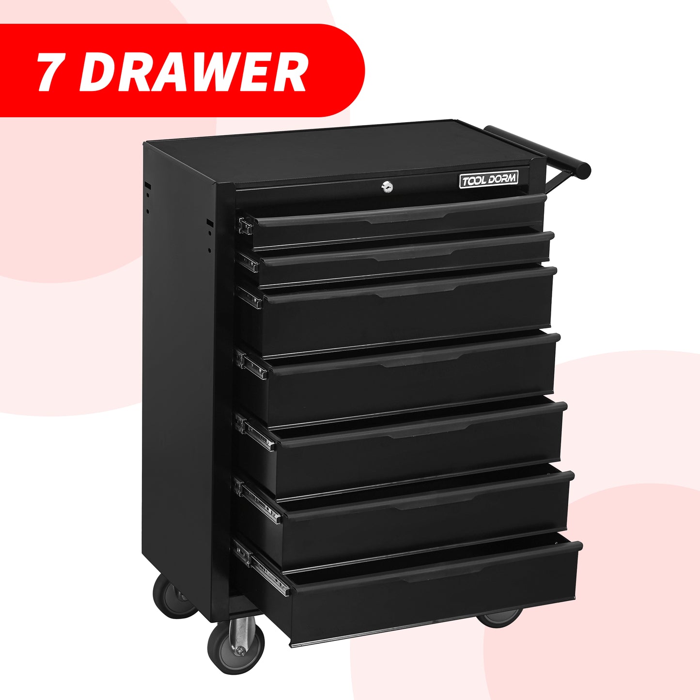 24.2-Inch Metal Rolling Tool Cabinet with Drawers and Locking System