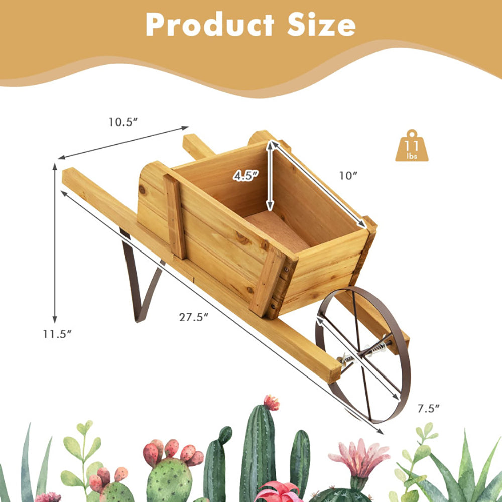 Wooden Wagon Planter with Magnetic Accessories for Garden Yard
