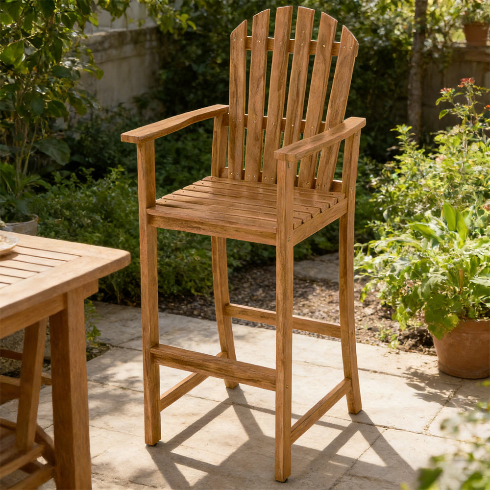 Tall Adirondack Chair With Armrests And Footrest Acacia Wood For Deck