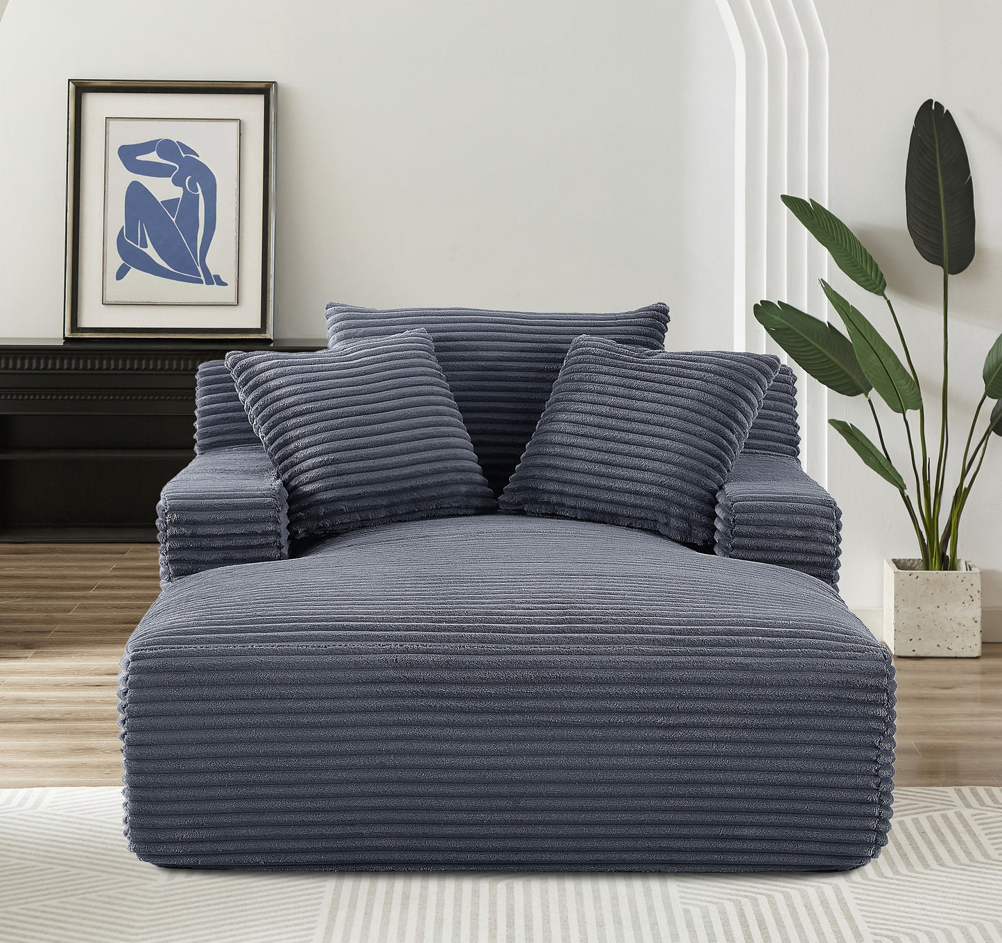 Cloudline Oversized Chaise Lounge Chair In Soft Corduroy, Modern