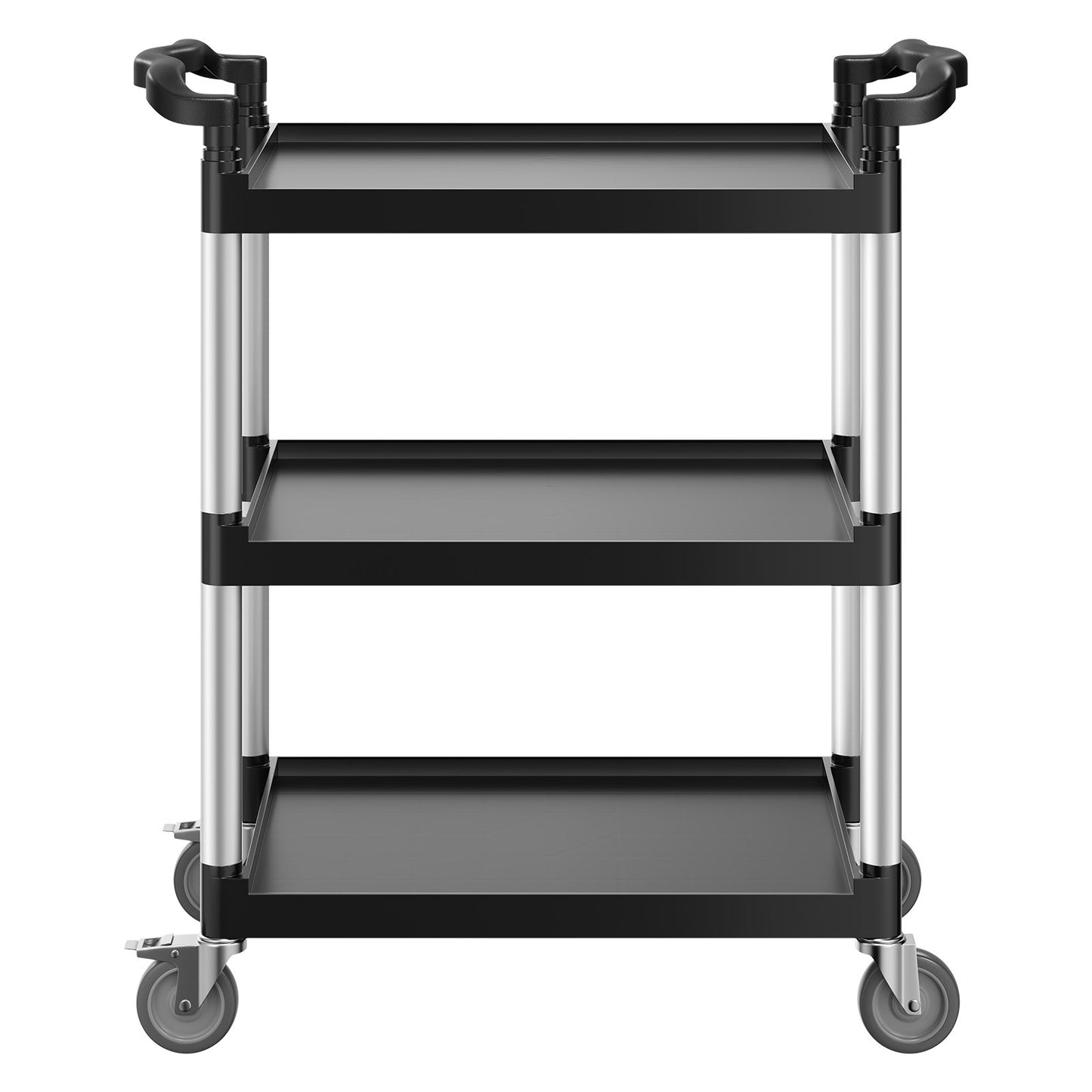 Heavy Duty Utility Cart 300 Lb Capacity 3-Tier Service Cart with Wheels - Black