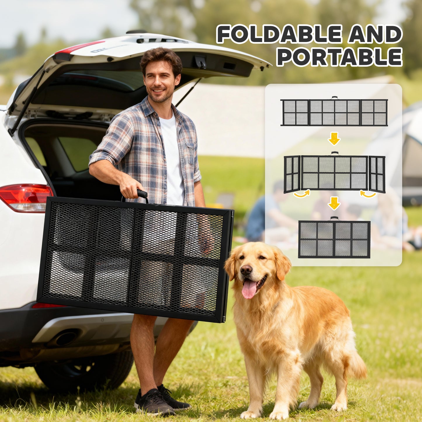 Dog Car Ramp 75-Inch Extra Long Wide Non-Slip Folding Pet Step for Large & Small Dogs