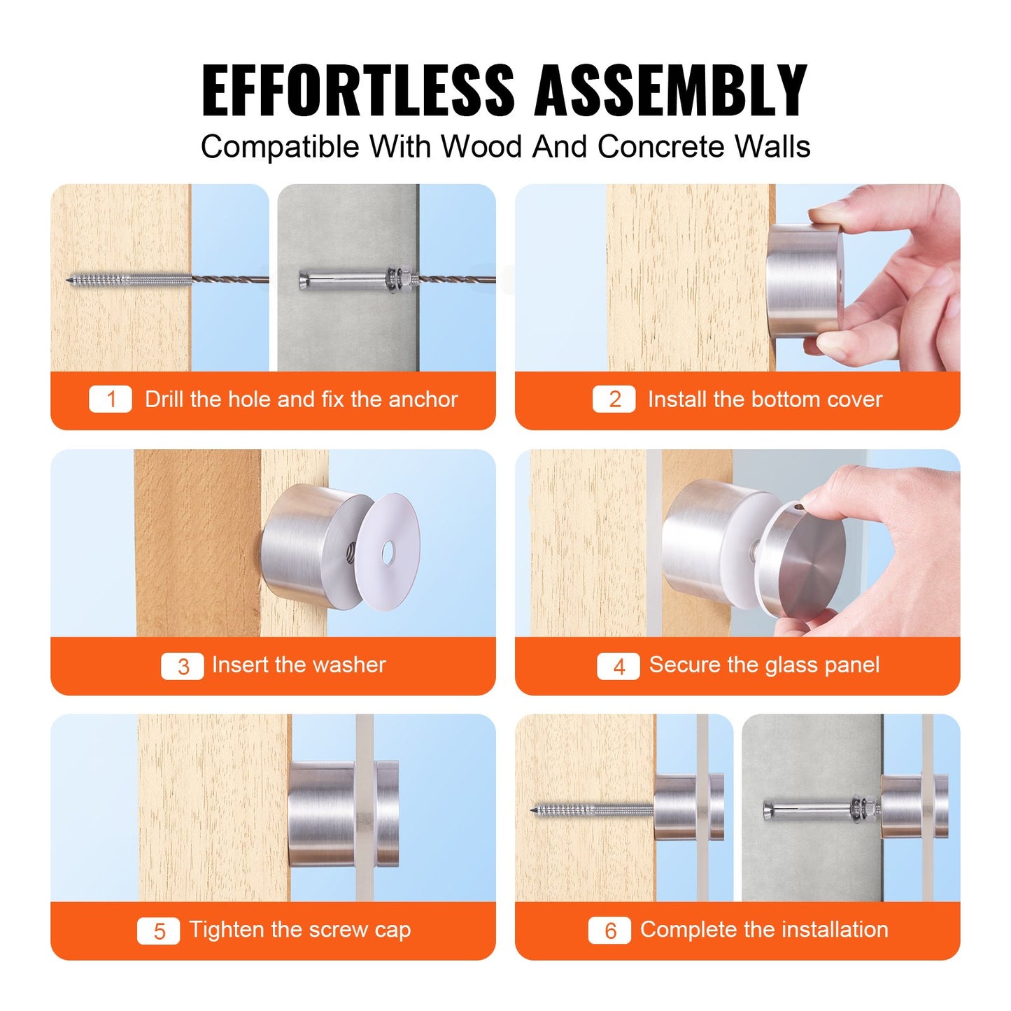 Glass Clamp Set - 10 Pack Stainless Steel Railing Brackets for Tempered Glass Balconies and Pools