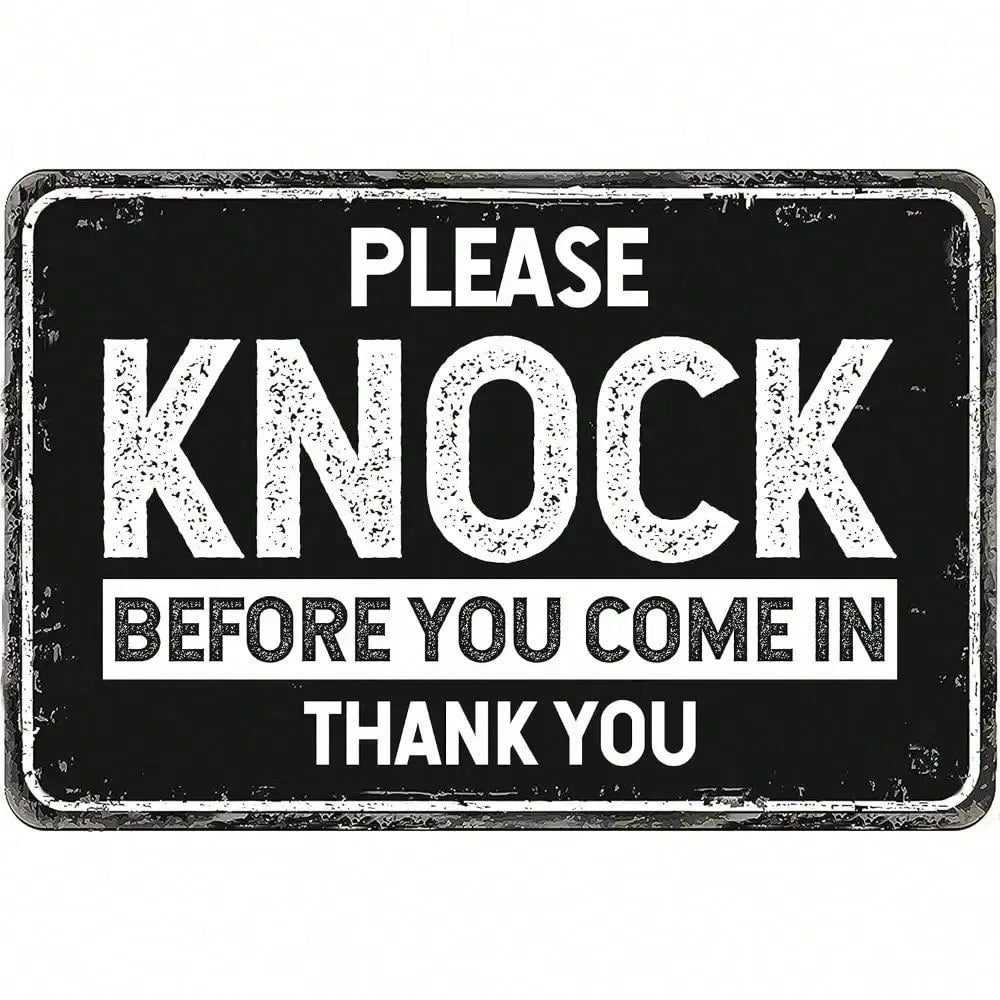 Please Knock Before Entering Metal Sign - 8" x 12" Safety Notice